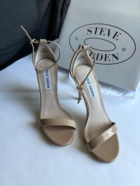 Steve Madden Women's Stecy Nude Patent Ankle-Strap Heels